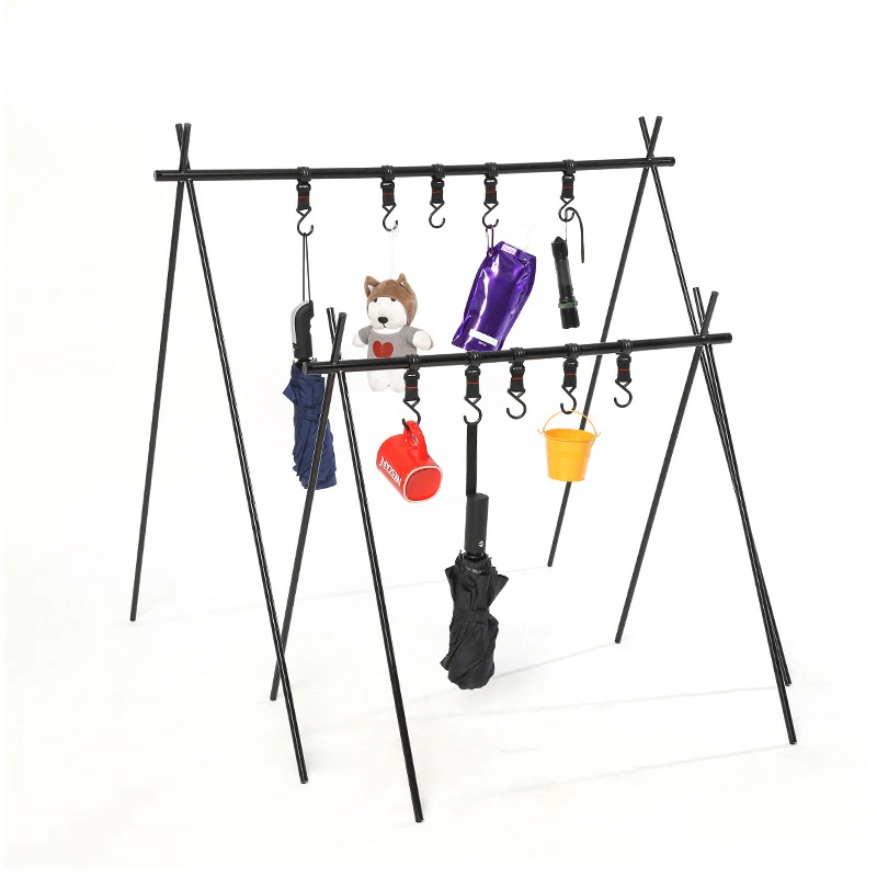 

Outdoor Camping Drying Clothes Storage Hanger Cookware Hanging Rack Foldable Hanging Campsite Storage Rack Hook Clothes Hanger