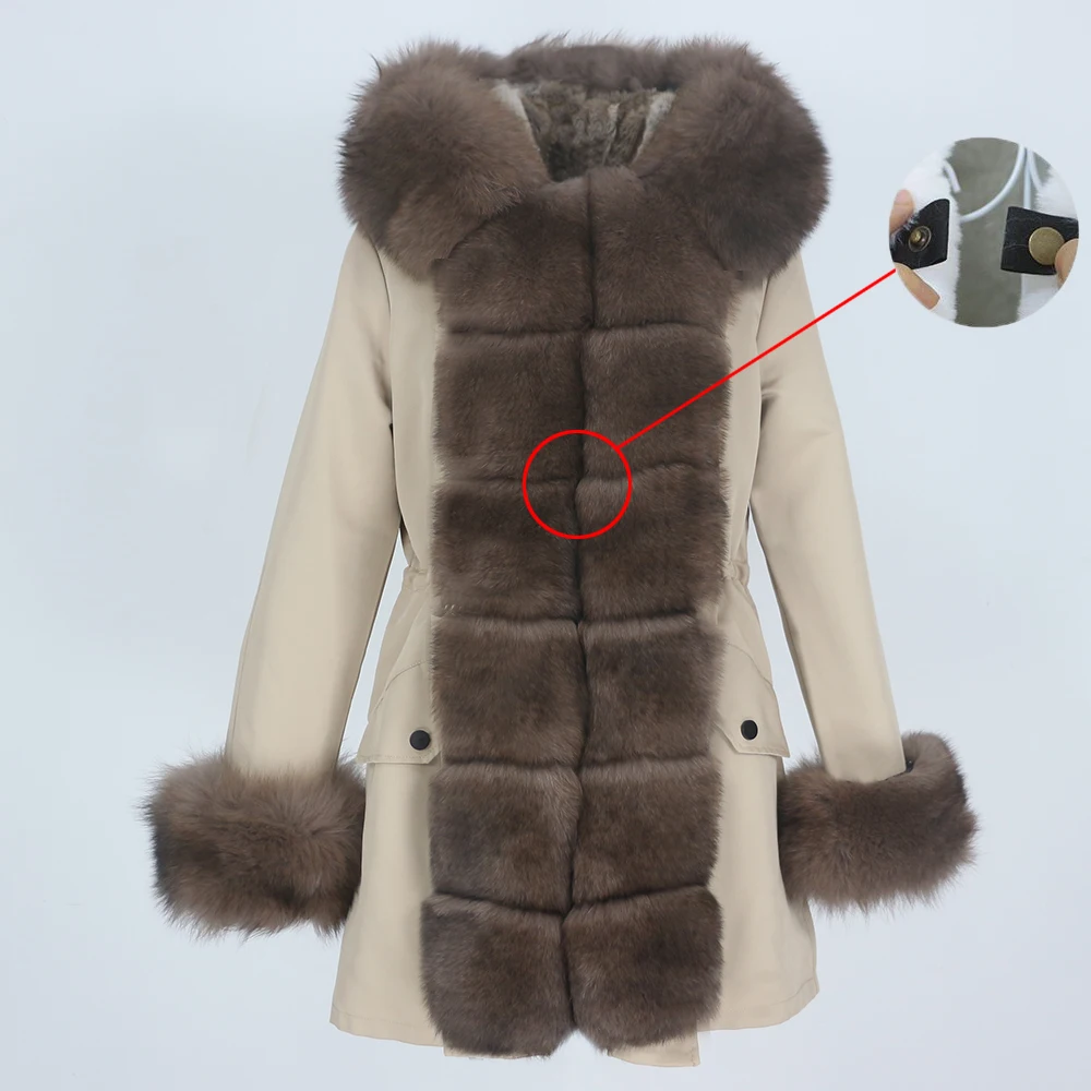 2021 Fashion Winter Jacket Women Real Fur Coat Natural Fox Collar Loose Long Parkas Big Outerwear Detachable |