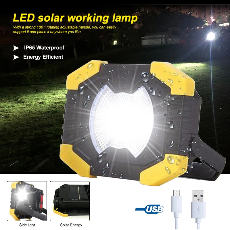

80W Portable LED Flashlight 2000lm Super Bright Solar Energy Work Light USB Rechargeable Camping Lamp for Outdoor Camping