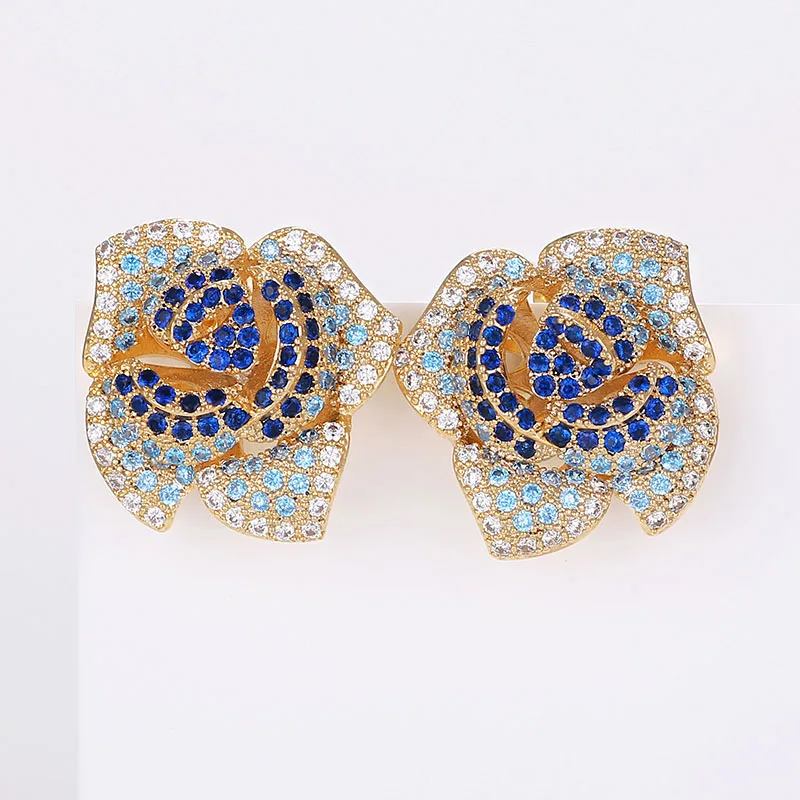 Роскошные Разноцветные большие серьги гвоздики с цветком розы модные женские