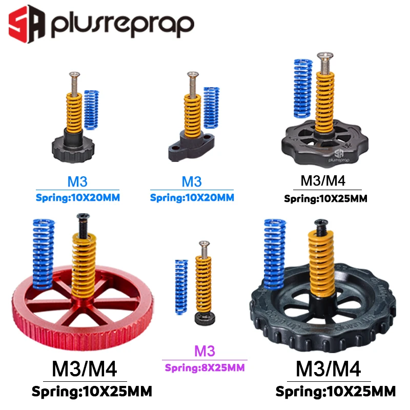 4 шт. M3/M4 винтов гаек тепла кровать выравнивания Весна детали ручки 3D принтеры