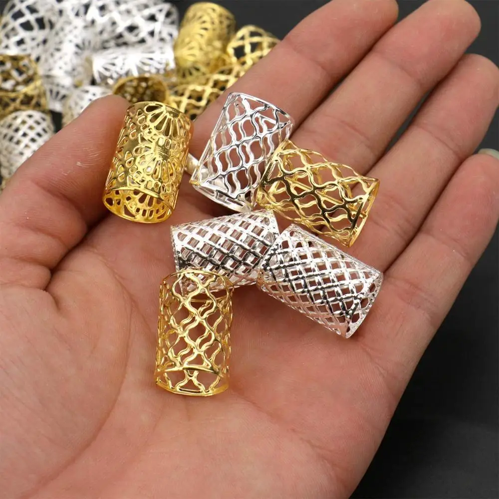 

30-60pcs/lot Dreadlocks Beads Metal Dread Golden and Silver Hair Rings Locks Metal Cuffs Hair Decoration Braiding Hair Jewelry