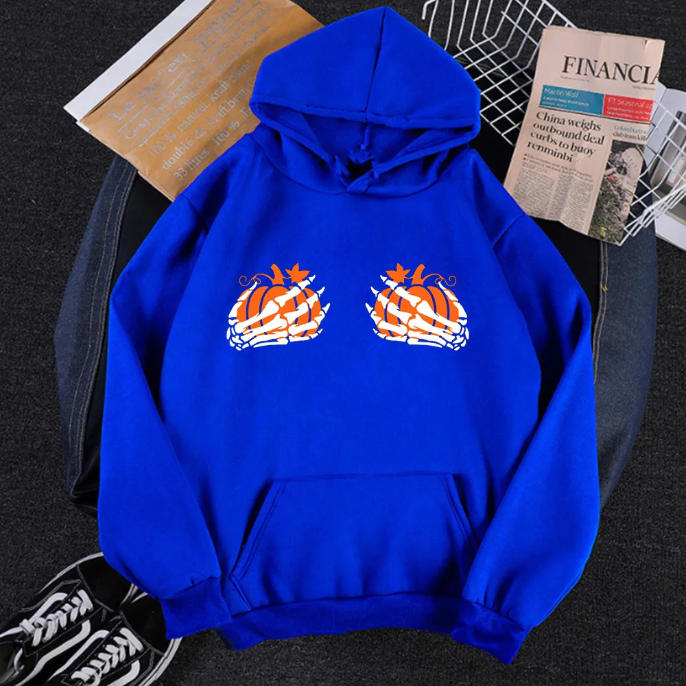 

Pumpkin Boobies Sweatshirt Skeleton Hands Hoodies Women Funny Halloween Sweatshirt Thanksgiving Boobies Skeleton Witch M