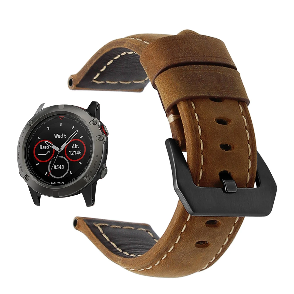 

Leather wrist Watch Strap Bracelet Belt 20 22 26MM For Garmin Fenix 3 3HR Fenix 5X 5 5S Plus 6X 6 6S Smart Watch band wristband