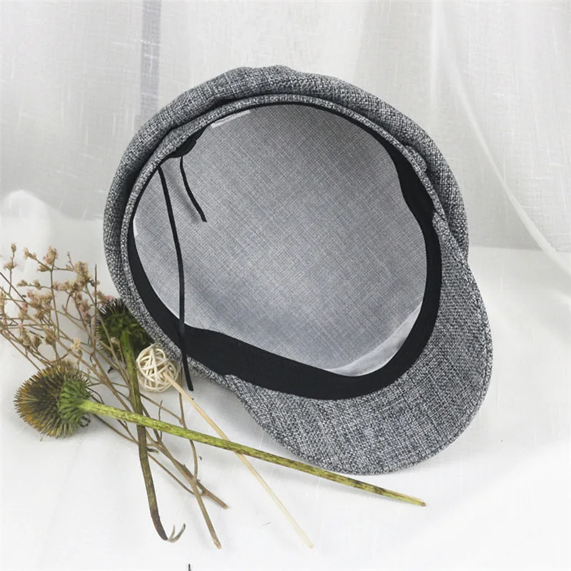 Бейсбольная кепка из хлопка и льна плоская темно-синяя универсальная британская