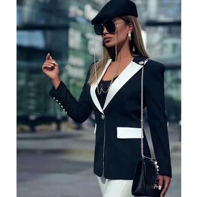 Женское пальто с длинным рукавом черное тонкое модное пикантное V образным