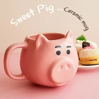 550ml cute cartoon pig cup creative pink girl ceramic mug personality high value couple gift large capacity milk coffee cup