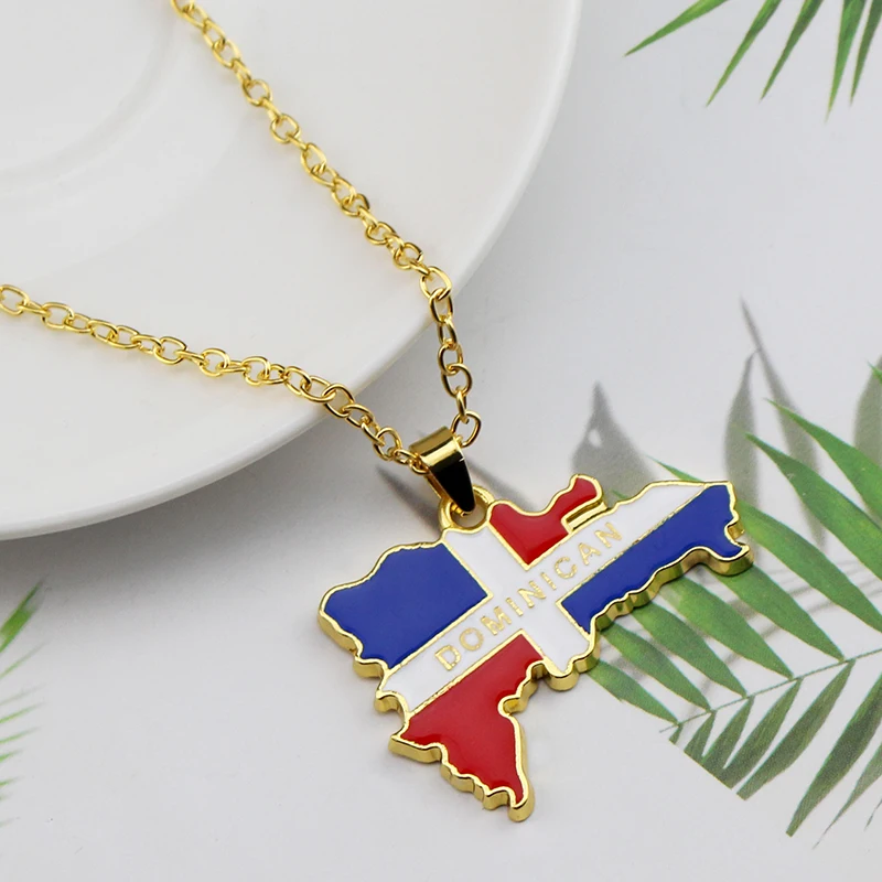Ожерелье с подвеской в виде карты Доминиканской Республики необычная подвеска