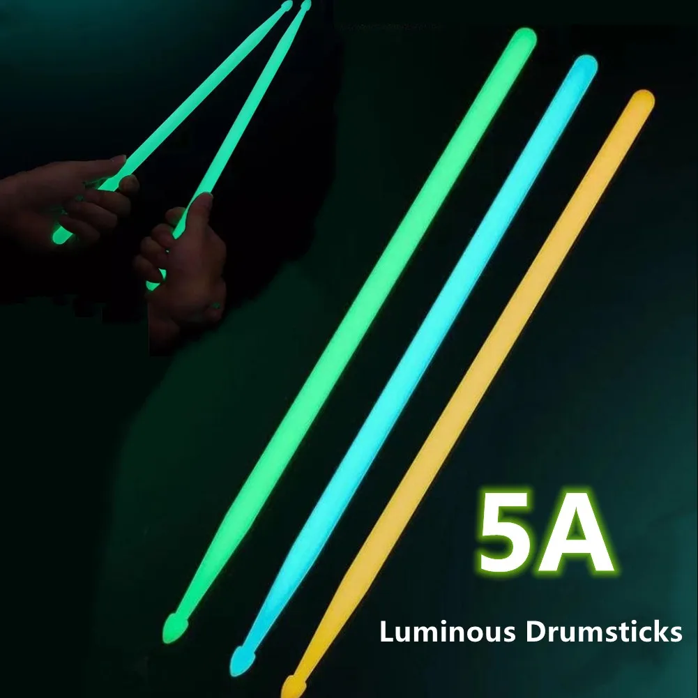 

1Pair 5A Luminous Drumstick Glow Brightest Glow In The Dark 40-60 Minutes Stage Fluorescent Drums Stick Parts Jazz /dumb Drum