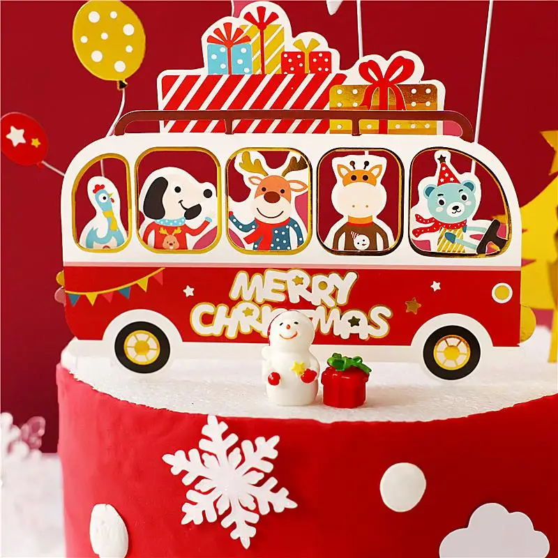 Рождественский Топпер для торта Happy Bus рождественской вечеринки декор в виде