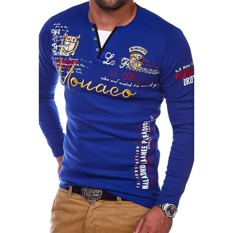 Zogaa 2019 мужская рубашка поло длинный рукав хлопок с буквенным принтом Hombre