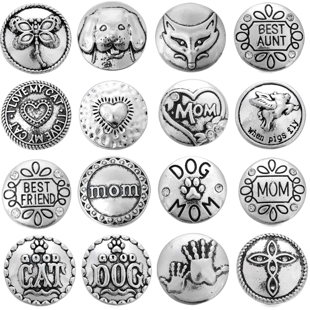 5 шт./лот металлическая кнопка 18 мм Мама собака для защелок браслетов ювелирных