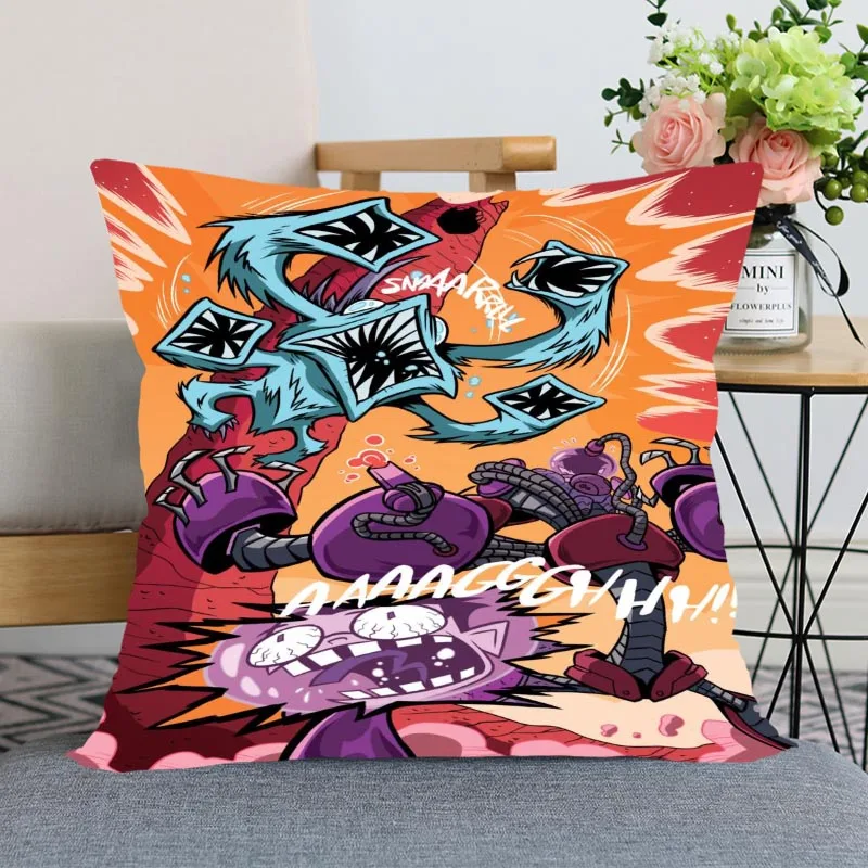 

New Arrival Invader Zim Cartoon Pillowcase Wedding Decorative Pillow Cover Custom Printed Soft Satin Fabric Pillow Case Not Fade