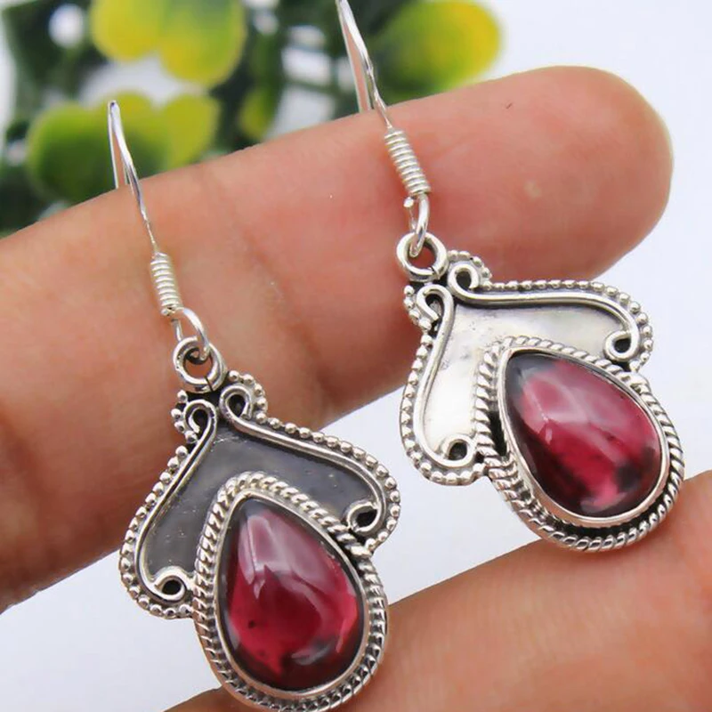 

Turkey Jewelry Vintage Red Resin Stone Water Drop Earrings for Women Ethnic Pendant Earring brincos Z3D254
