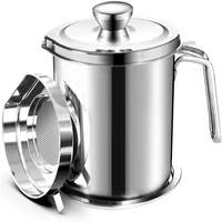 1 7l stainless steel oil strainer pot container jug storage can with filter cooking oil pot for kitchen household tools