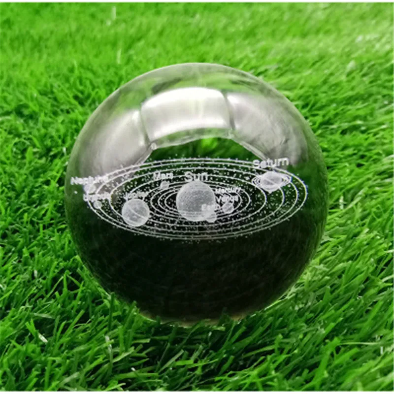 3D лазерная гравировка стекло хрустальный шар растение искусство орнамент