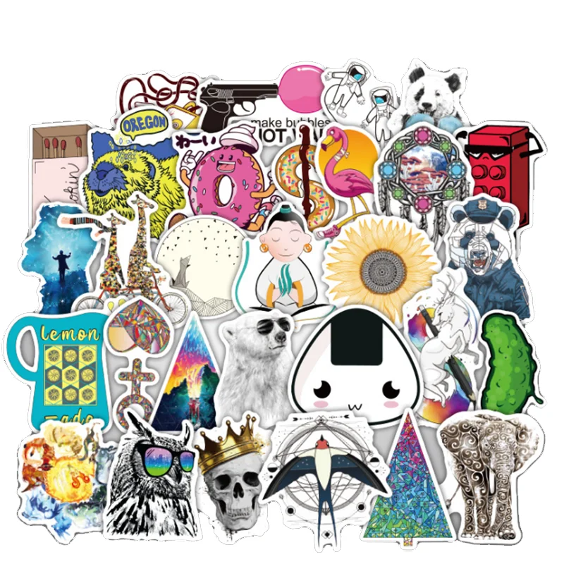 

10/30/50PCS Men's Fashion Trend Fresh and Heavy Trend Luggage Cart Skateboard Waterproof Stickers Decorative Toys Wholesale