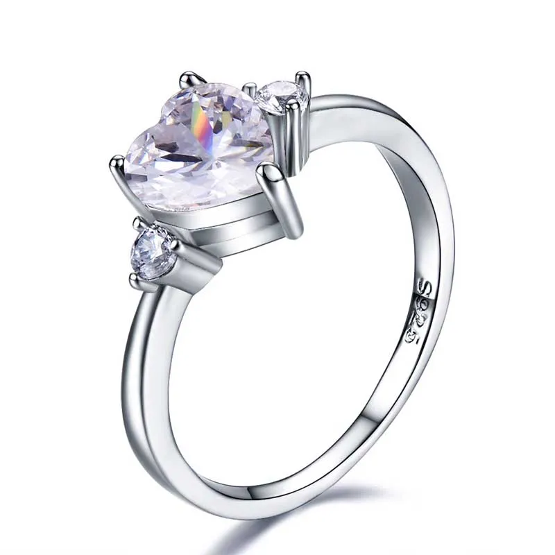 Кольцо Bague Ringen в форме сердца, Настоящее серебро, 925, кольцо с сапфиром, Gestone, обручальное кольцо Cocktail, ювелирное изделие, подарок - Цвет камня: white