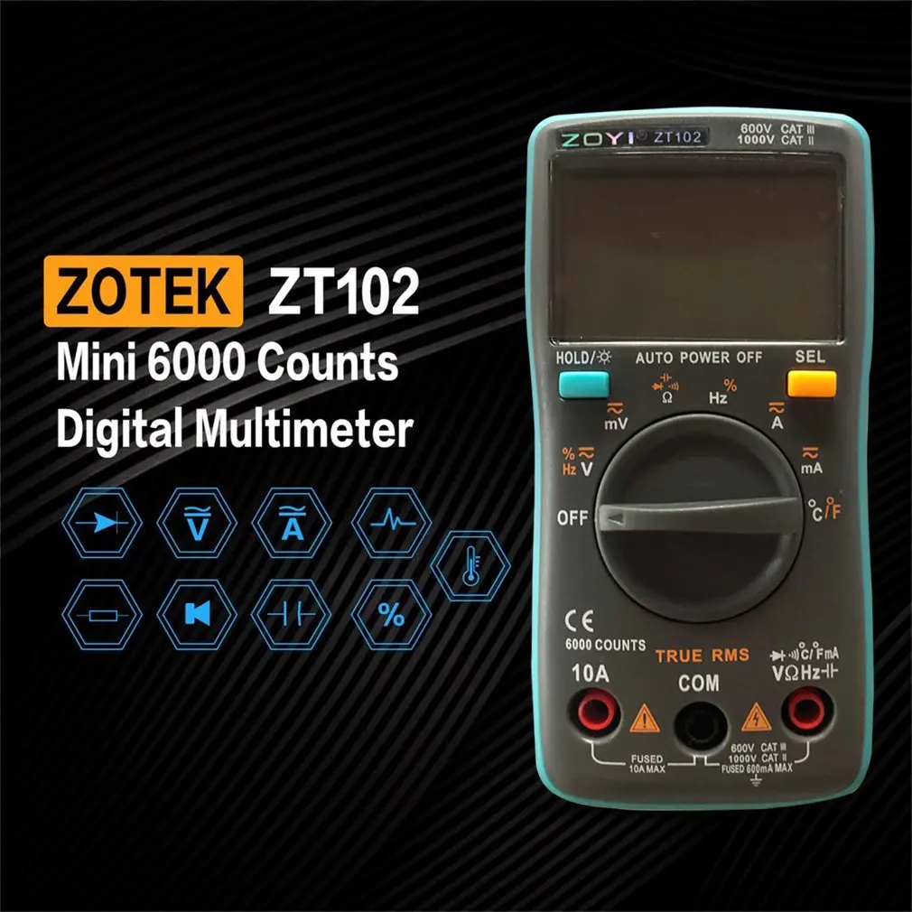 

ZT102 Digital Multimeter Multimetro esr Transistor Tester Digital RM Mastech uni multi Meter 102/101 t Meter Sanwa Multimetre