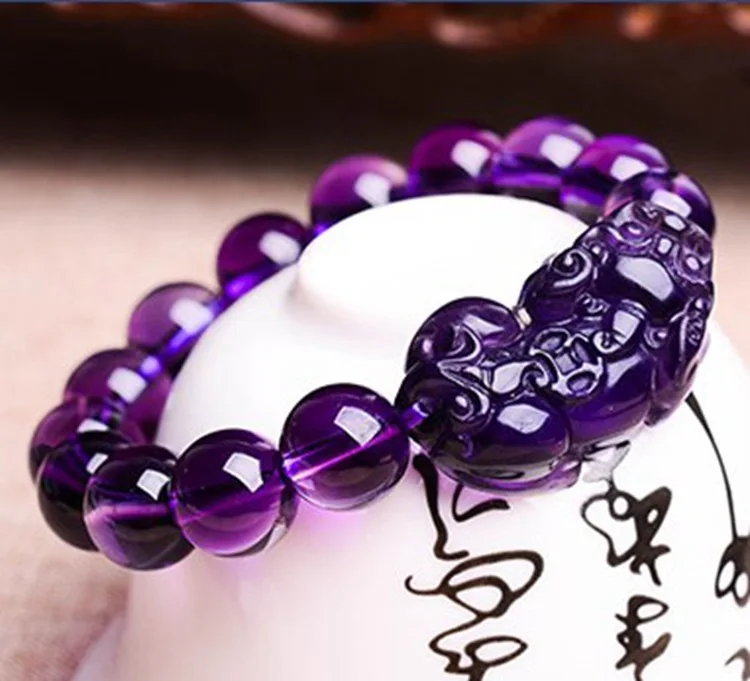 

Super Natural Ice Transparent Amethyst Bracelet Beads Men Aid Academic Business Bracelets String Jewelr Accessories