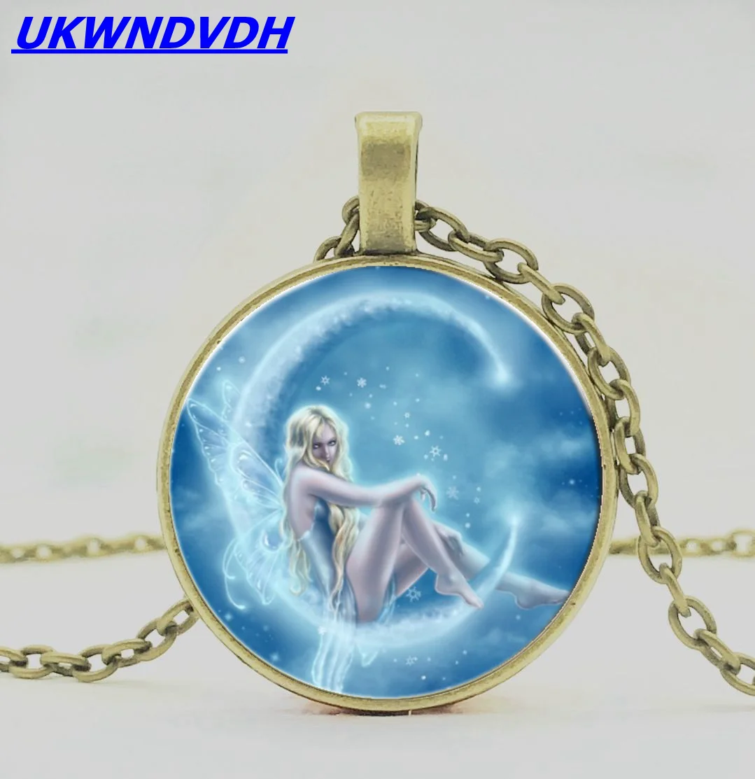 

Fairy Elf Glass Pendant Fairy Elf Necklace Retro Men and Women Chain