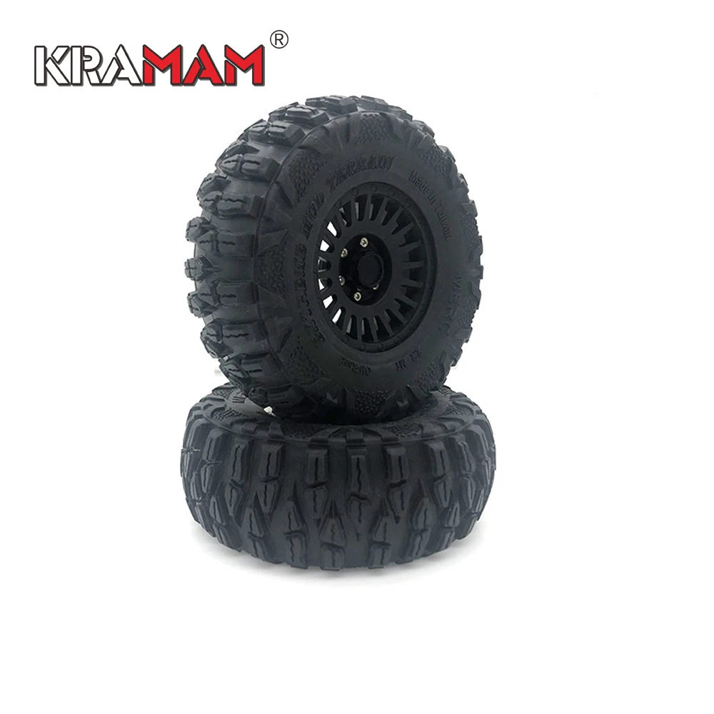 

4PCS Aluminum 2.2" Beadlock Wheels Rims Hub Super Swamper Rocks Tyre Tire 120MM For 1/10 RC Crawler SCX10 II YETI TRX4