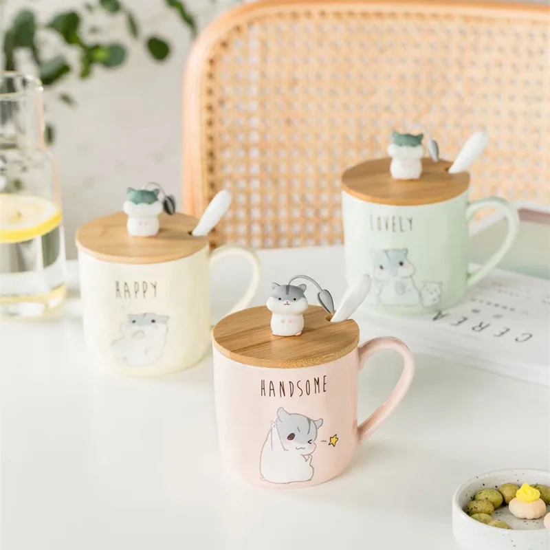 350 мл креативная керамическая кружка для хомяка милый мультяшный хомяк молочная