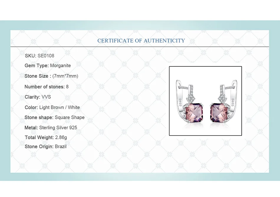 925 sterling silver earrings female Morgan stone high quality Zircon Earrings Wedding Engagement Fashion Jewelry Gifts
