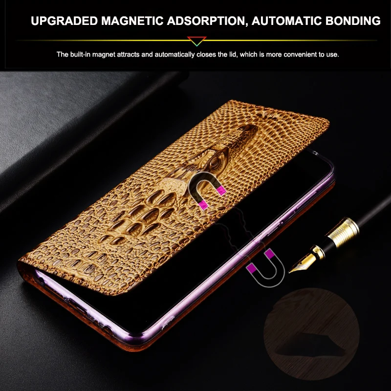crocodile head texture genuine leather case for realme 8 c20 v11 gt v13 x7 pro ultra luxury magnetic flip cover cases free global shipping