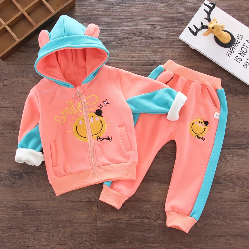 Детские зимние штаны Костюмы комплект симпатичный для новорожденной девочки