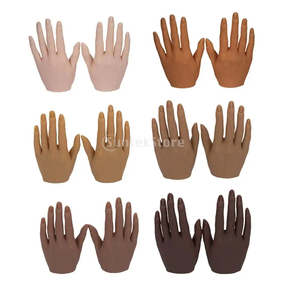 

Silicone Practice Hands For Nails Lifesize Mannequin Female Model Display Hands False Nail Finger Nail Art Training Faux Hand