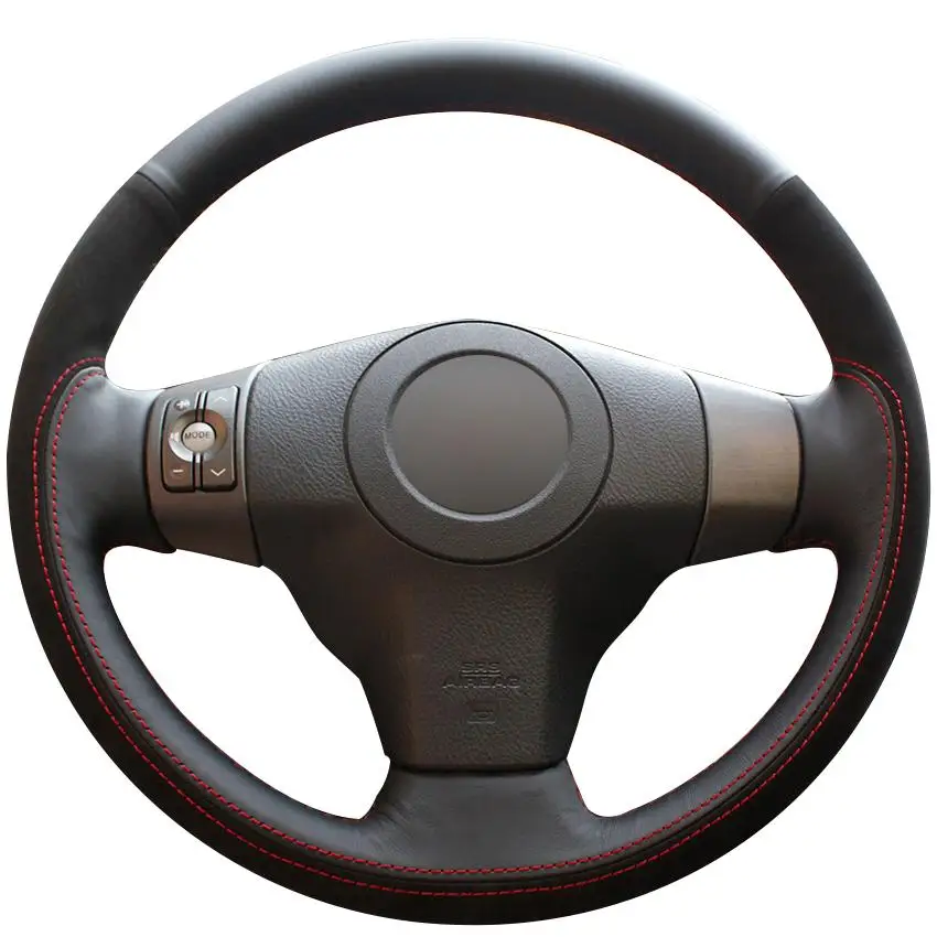 

DIY Non-slip Durable Black Natural Leather Black Suede Car Steering Wheel Cover For Toyota Yaris Vios Rav4 2006 -2009 Scion Xb 2