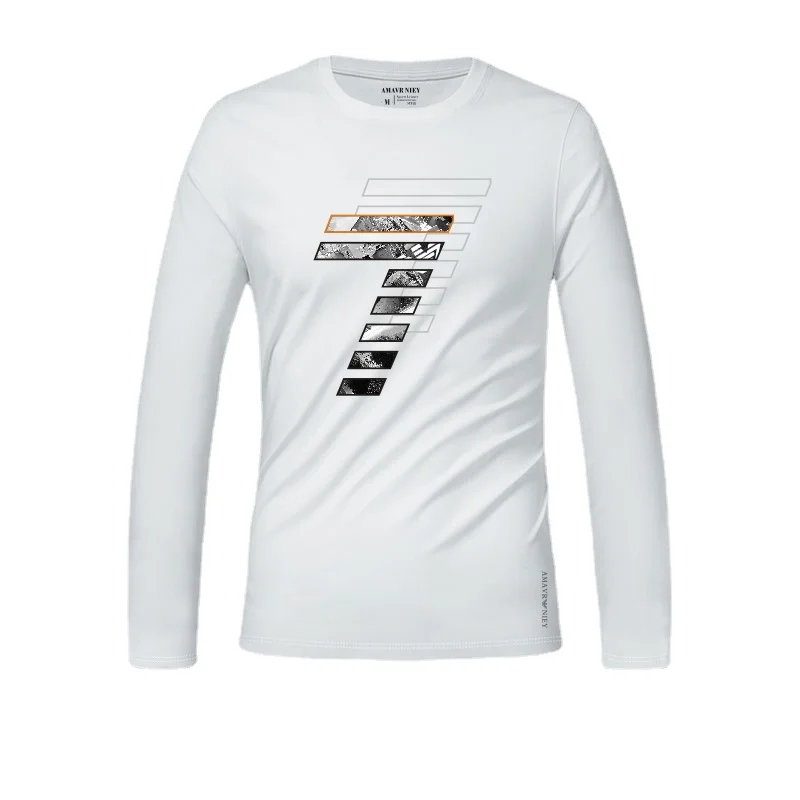 

2021 Spring Long Sleeve T-shirt Men's Korean Slim Round Neck Large Printing Bottomed Shirt Men Long Sleeve Casual Tops