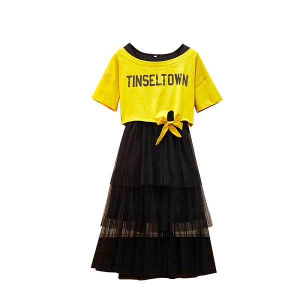 2 шт. Сетчатое платье трапеция с оборками в Корейском стиле|Женские платья| |