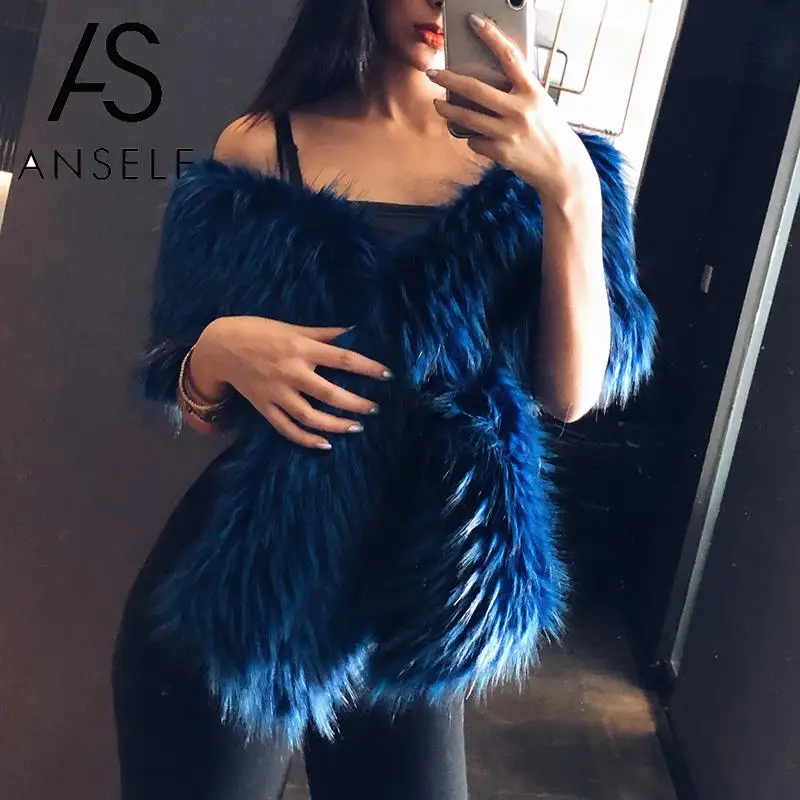 Модный женский шарф ANSELF из искусственного меха шаль с перекрестной передней