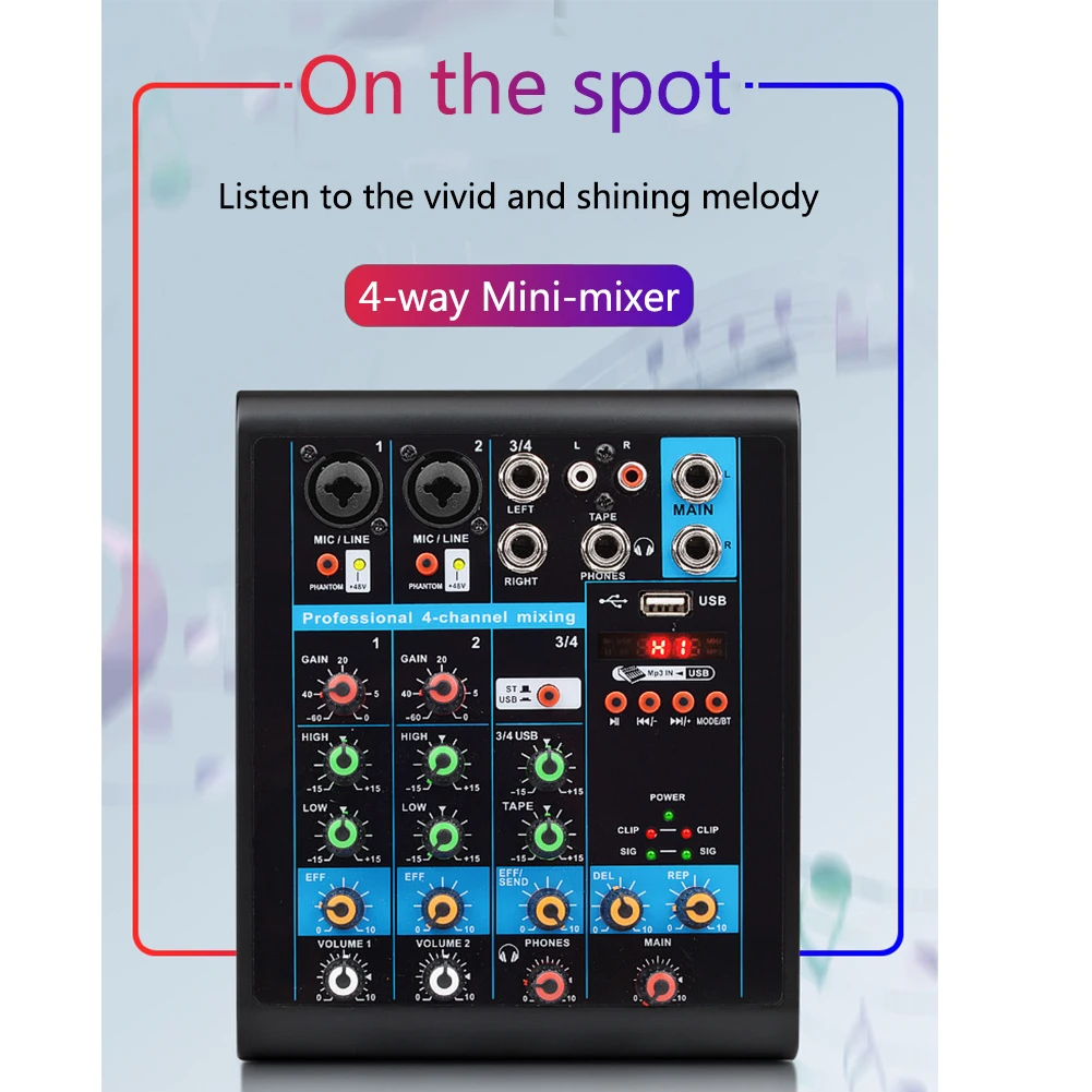 4 канала аудио профессиональные вечерние мини миксер звук стерео микшерная