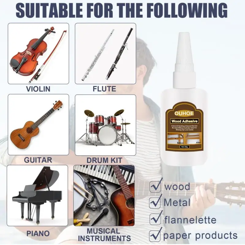 

Musical Instrument Glue Guitar Piano Wood Board Repair Adhesive Powerful Quick-drying Bakelite Manual Glue