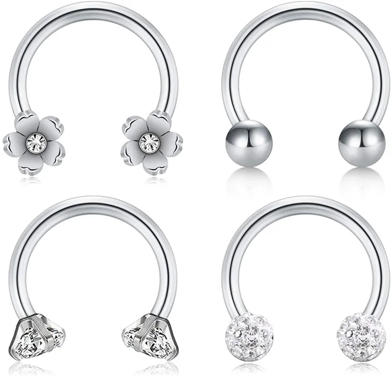 Нержавеющая сталь 16G серьги Daith Trague кольца для хряща подковообразные в форме