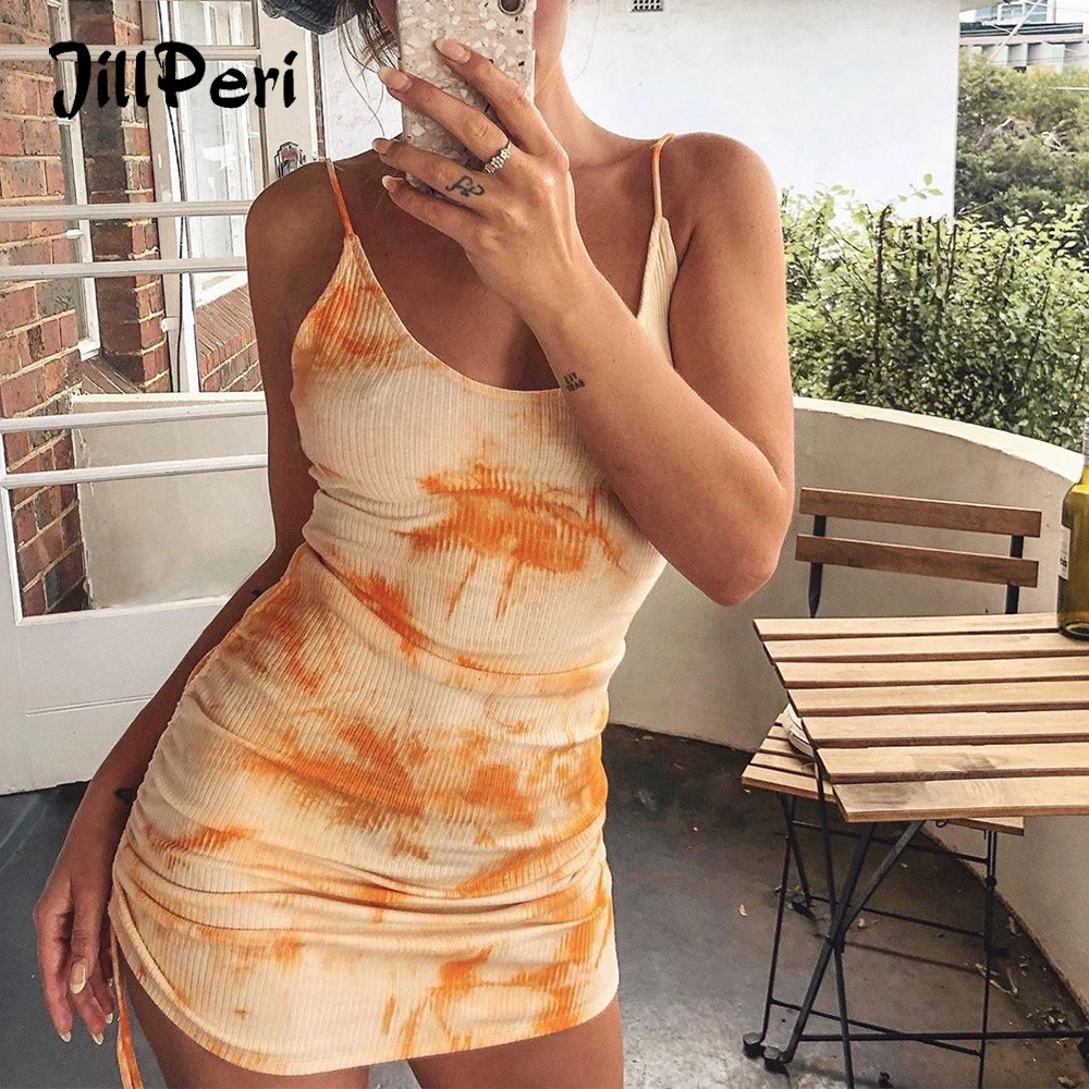 Пикантное мини-платье JillPeri с круглым вырезом открытой спиной на бретельках
