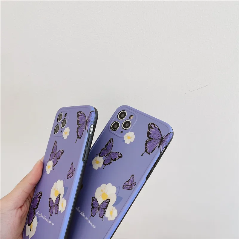 

Lovely Butterfly Flower Coque For iPhone 12 Pro Mini XS Max X XR SE 2020 7 8 Plus TPU Case For iPhone 11 Pro Max Back Cover