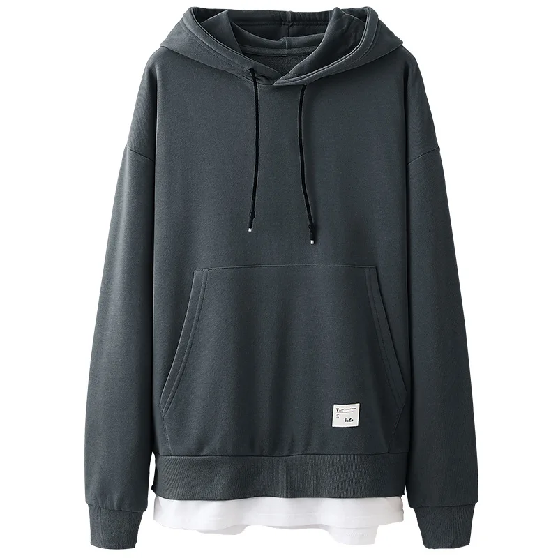 Dark grey Толстовка мужская уличная одежда больших размеров кофты с капюшоном, толстовка из 2 предметов, толстовки милые Homme Capuche, Повседневная Толстовка С Карманами - Цвет: Dark grey