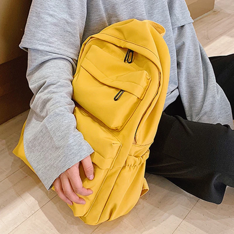 2020 New Waterproof Canvas Solid Color Women's Backpack Multi Pocket Travel Backpacks Teenage Large Capacity School Bags Mochila