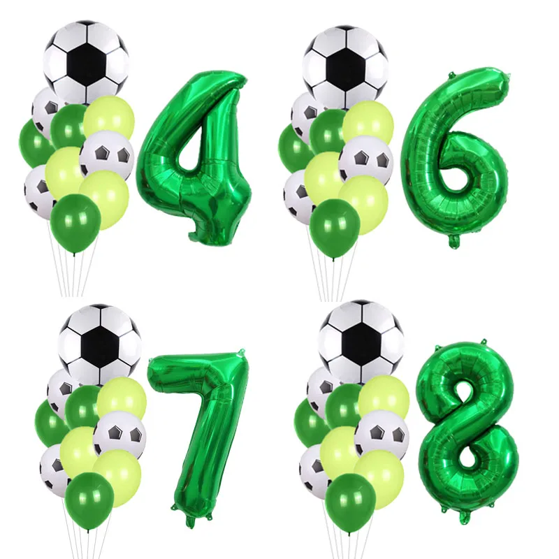 

Football Theme Party 18" Football Balloons 12" Latex Balloons 32" Green Number Balloon Children's Birthday Party Decorations