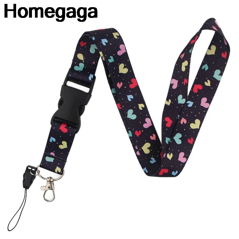 Homegaga любовь сердца пара шнурки шеи ремень id значок держатель телефона ожерелье