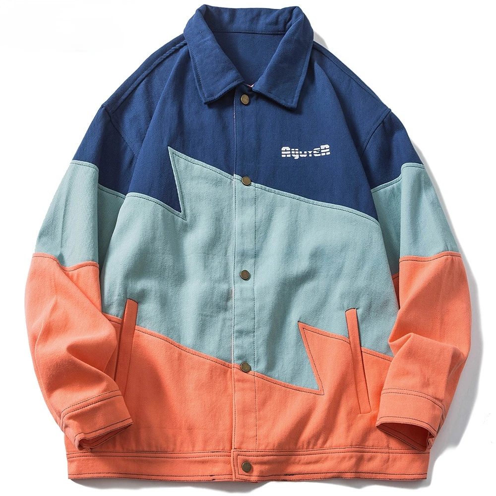 

Jackets Men Hit Color Patchwork Harajuku Varsity Jacket Couple Preppy Style Streetwear High Street Vintage Men's Parkas
