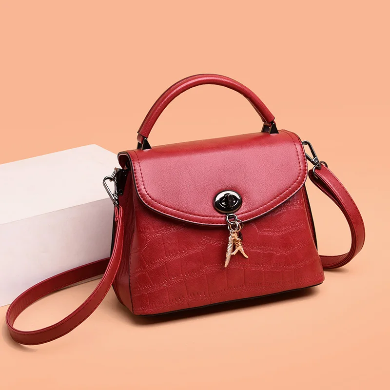 

Small Leather Women's Tote Bag Luxury Stone Pattern Handbags Top Handle Shoulder Bag Female Brand Design Crossbody Messenger Bag