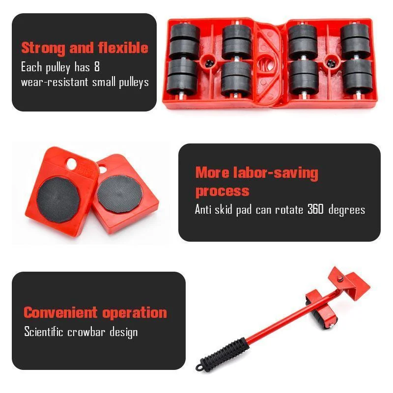 

Furniture Lifter Heavy Professional Roller Move Tool Set Wheel Bar Mover Sliders Transporter Kit Trolley