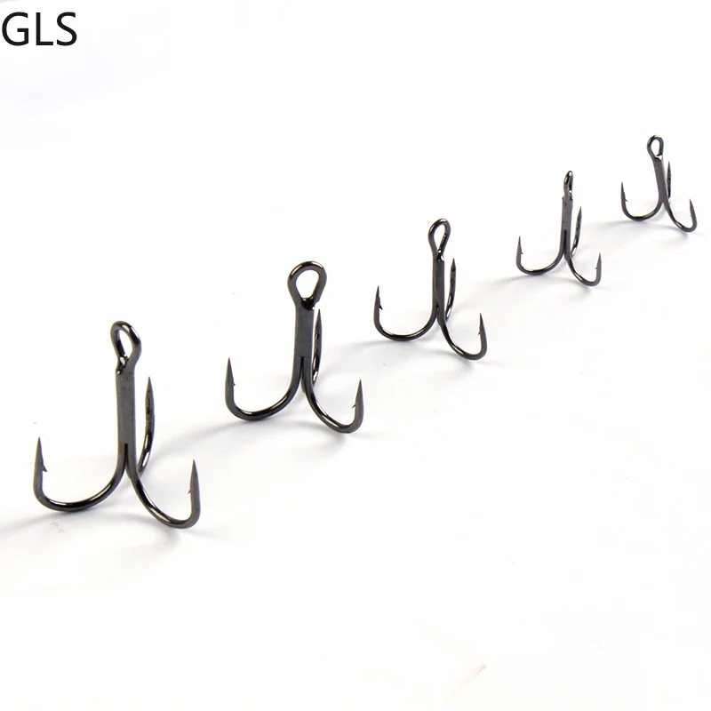 

One Set 25PCS 2/0# 1# 3# 5# 7# Fishing Hook High Carbon Steel Treble Overturned Hooks Fishing Tackle Round Bend Treble For Bass