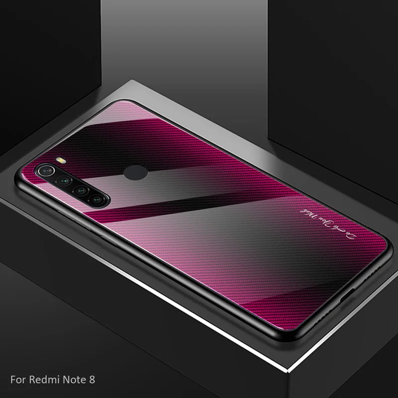 Чехол из закаленного стекла с градиентом из углеродного волокна для Xiaomi Redmi Note 8 Pro 8T