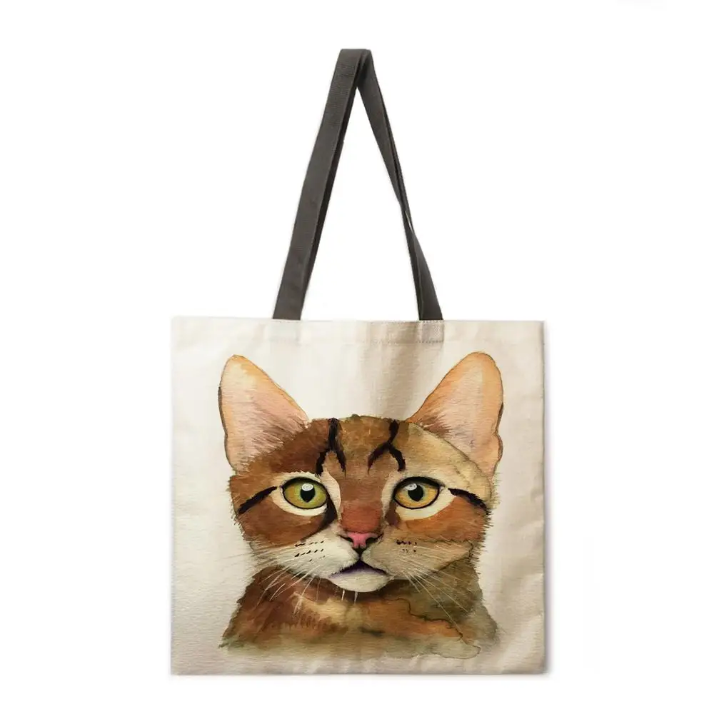 

Animal head lady shoulder bag beach bag tote bag printing tote bag foldable shopping bag casual linen bag